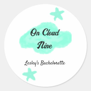 Sticker Rond Sur un nuage neuf nuages pastel vert étoile enterr