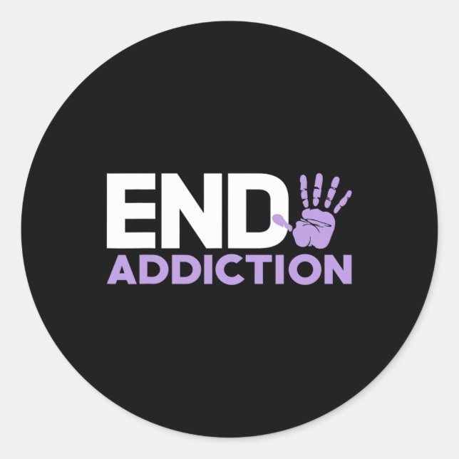 Sticker Rond Surdose de sensibilisation à la fin de la dépendan (Devant)