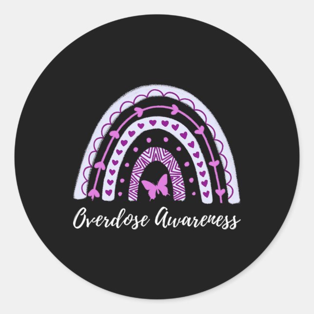 Sticker Rond Surdose de sensibilisation Boho arc-en-ciel (Devant)