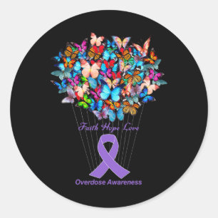Sticker Rond Surdose de tournesol violet de papillon