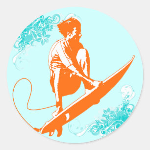 Sticker Rond Surf