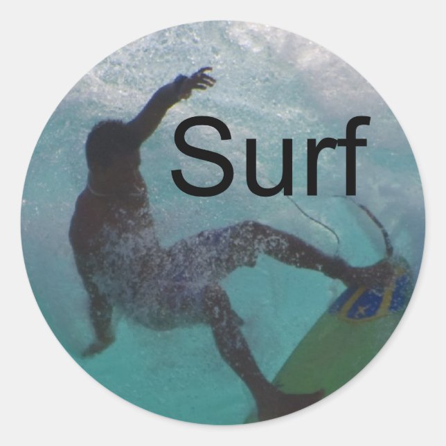 Sticker Rond surf à une grande vague (Devant)