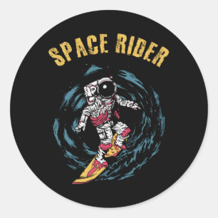 Sticker Rond Surf Astronaut Spatial Surfer