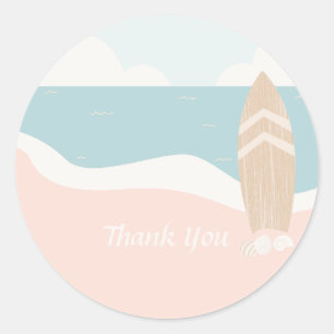 Sticker Rond Surf Beach Merci