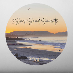 Sticker Rond Surf Beach Personnalisé
