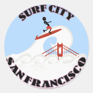 Sticker Rond Surf City San Francisco