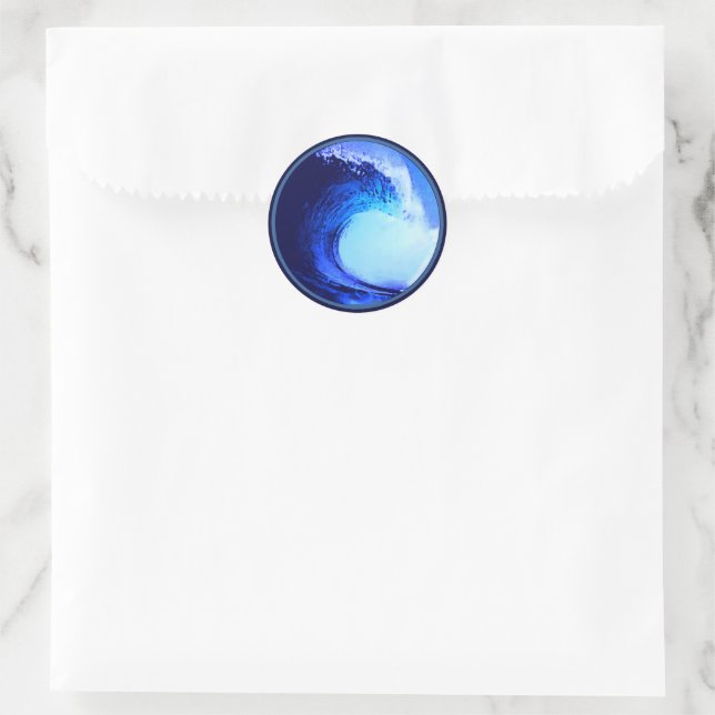 Sticker Rond surf cool bleu vague (Sac)