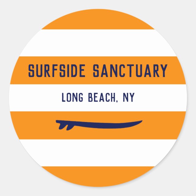 Sticker Rond Surf d'Arrière - plan variable à rayures blanches (Devant)