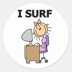 Sticker Rond Surf de la fille I les T-shirts et les cadeaux de