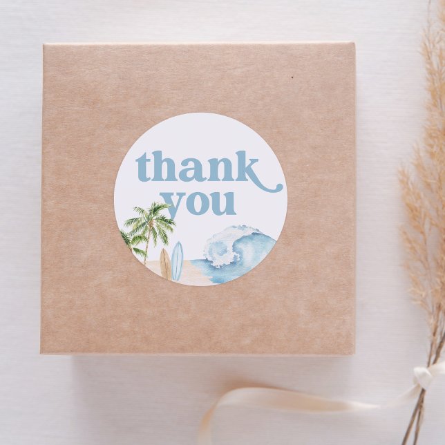 Sticker Rond Surf de plage Anniversaire (Créateur téléchargé)