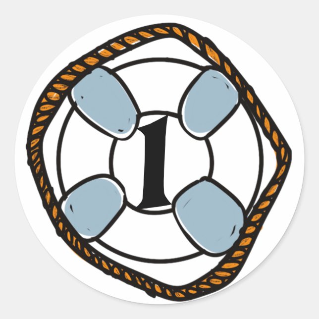 Sticker Rond Surf de plage Premier anniversaire (Devant)