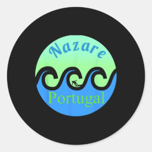 Sticker Rond Surf de surf Nazare Plages du Portugal