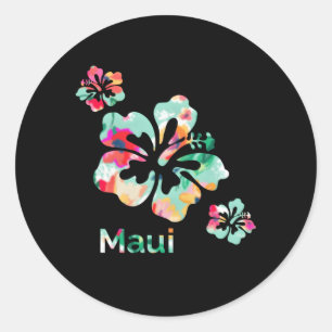 Sticker Rond Surf des fleurs d'Hibiscus hawaïens des îles Maui