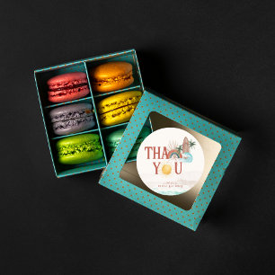 Sticker Rond Surf d'été Boho Retro   MERCI