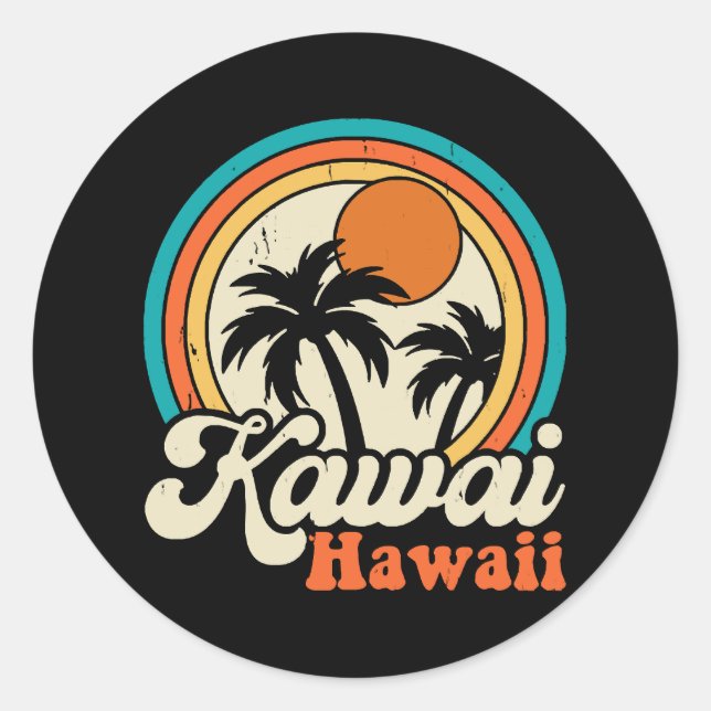 Sticker Rond Surf Kawaii Hawaï (Devant)