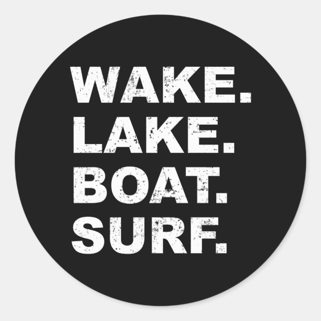 Sticker Rond Surf nautique Wake Lake Wakesurf Board Surfer (Devant)