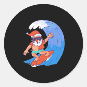 Sticker Rond Surf Père Noël