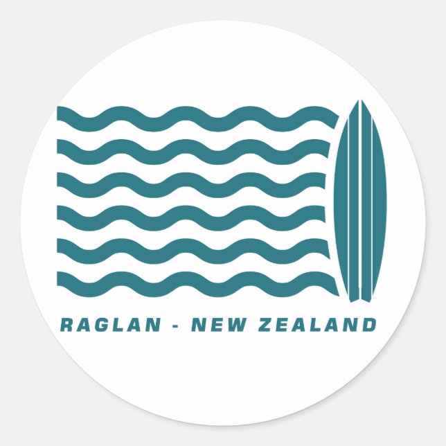 Sticker Rond Surf Raglan Nouvelle Zélande (Devant)