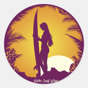 Sticker Rond Surf rétro