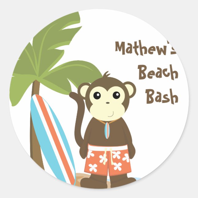 Sticker Rond Surf singe (Devant)