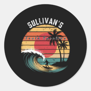 Sticker Rond Surf sur la plage de Sullivan en Caroline du Sud