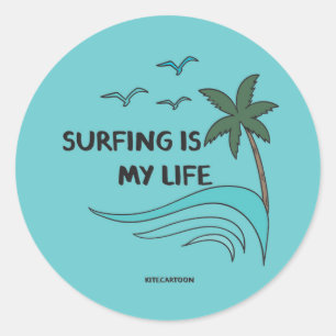 Sticker Rond Surf/Surf - Le surf est ma vie