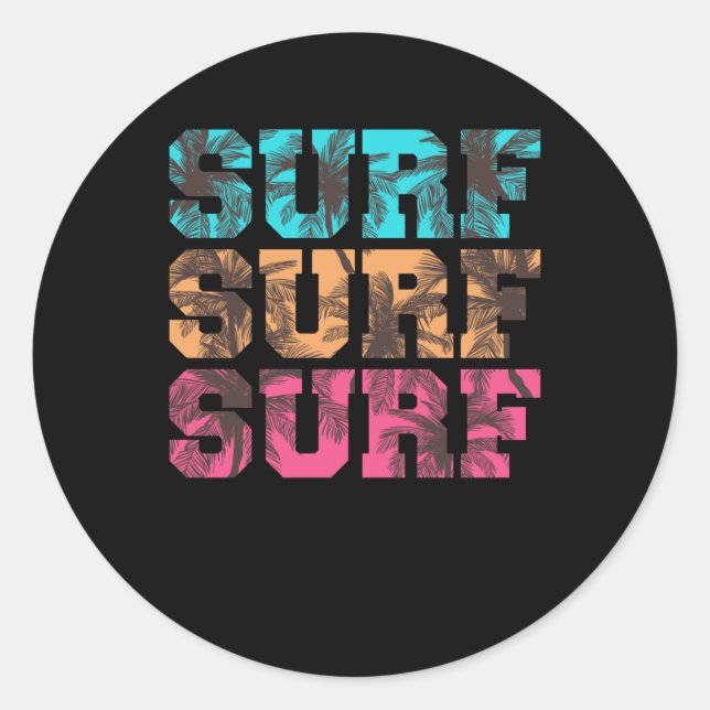 Sticker Rond Surf Surf surf (Devant)