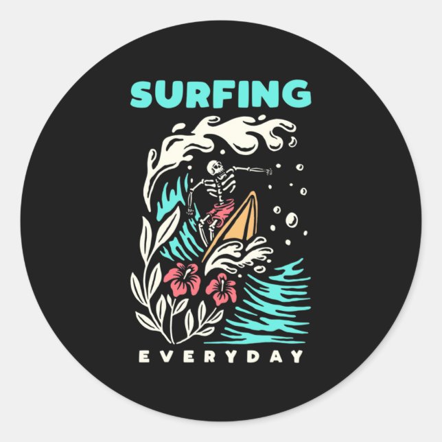 Sticker Rond Surf tous les jours (Devant)