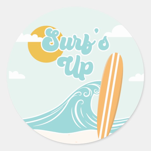 Sticker Rond Surf Up Beach Anniversaire (Devant)