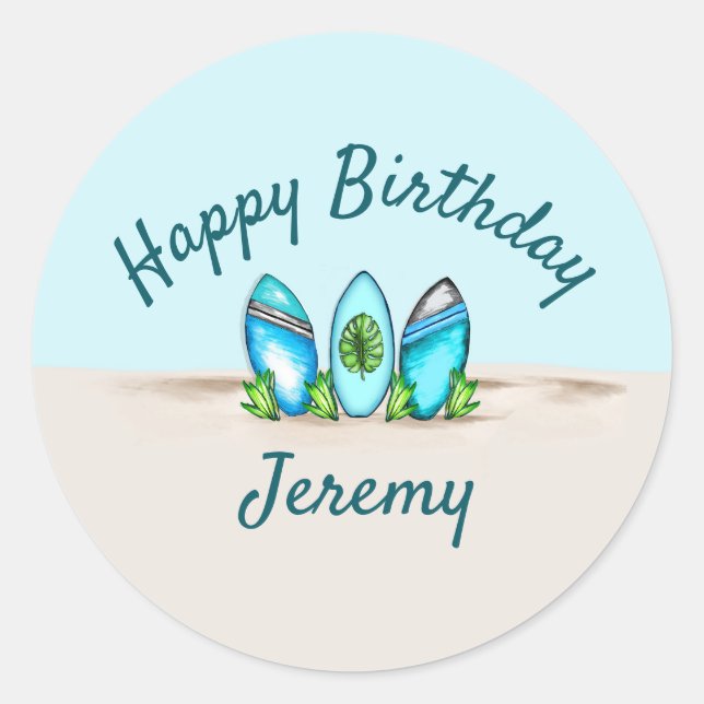 Sticker Rond Surfboards rétro personnalisés (Devant)