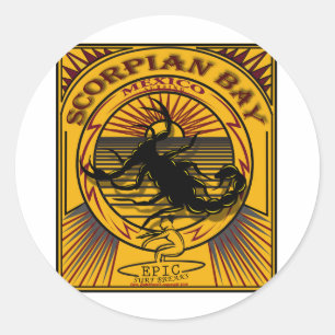 STICKER ROND SURFER DE BAJA MEXIQUE DE BAIE DE SCORPION