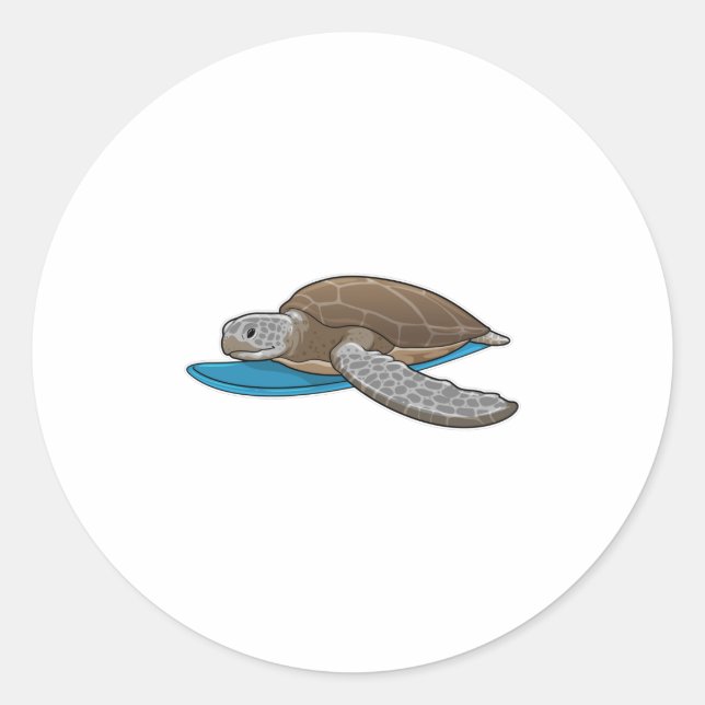 Sticker Rond Surfer sur tortue (Devant)