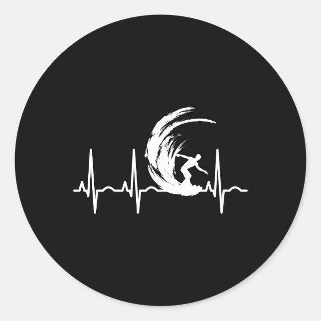 Sticker Rond Surfer Surf Hebeat Pour (Devant)