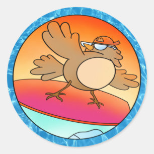 Sticker Rond Surfeur d'été