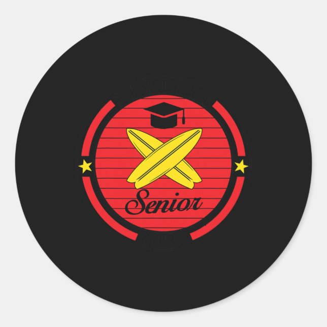 Sticker Rond Surfing Senior Player Graduation Cl Of Graduate  (Devant)
