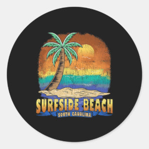 Sticker Rond Surfside Beach Caroline du Sud Vintage S