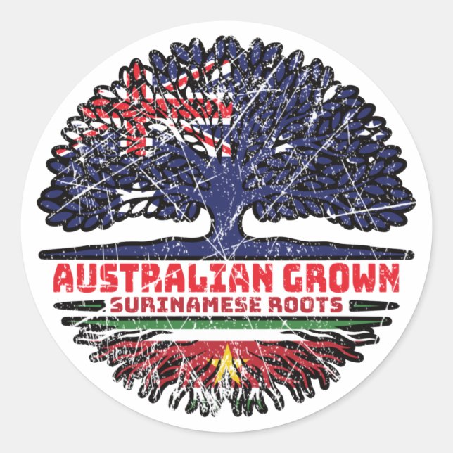 Sticker Rond Surinam Surinamese Australian Australian Tree Root (Devant)
