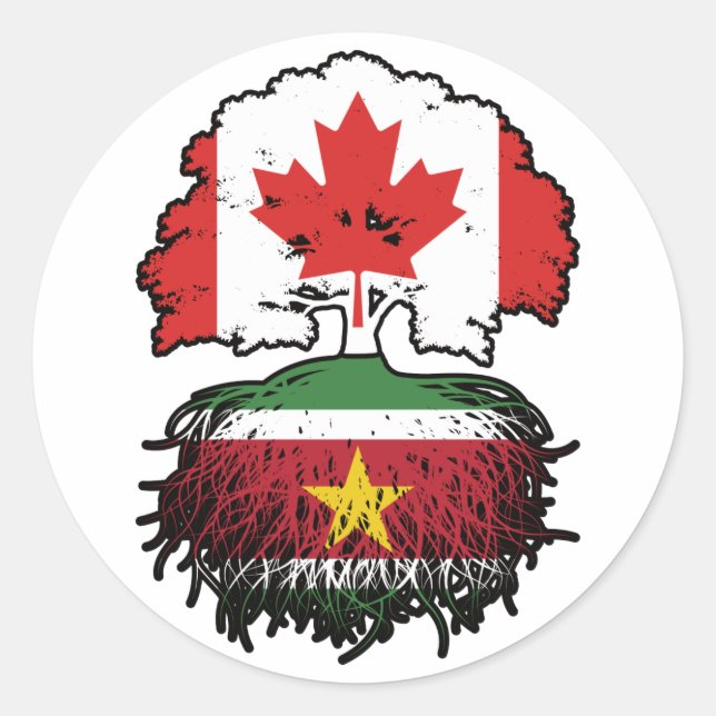 Sticker Rond Suriname Surinamais Canadian Canada Tree Roots (Devant)