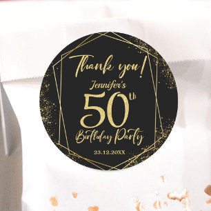Sticker Rond Surprise 60e fête d'anniversaire Black & Gold Part