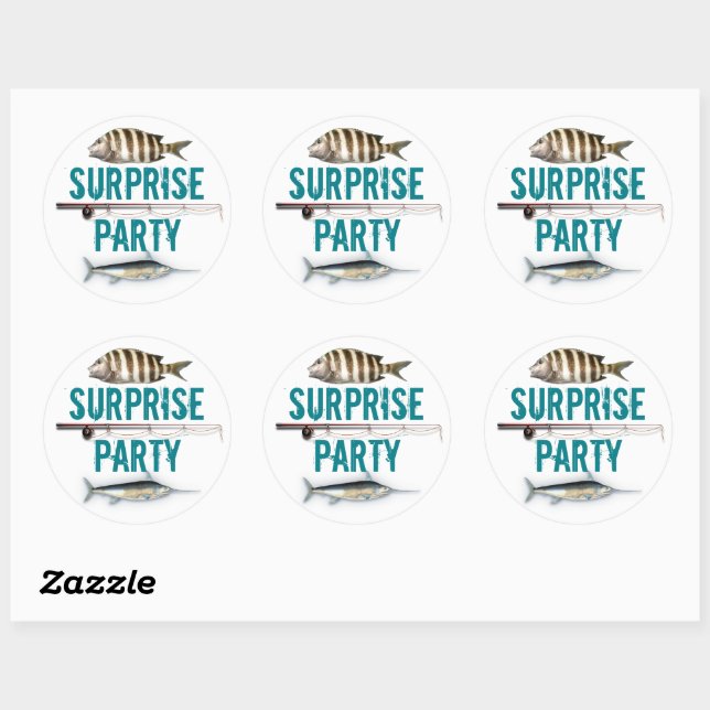 Sticker Rond Surprise Invitation à une fête sur le thème de la  (Feuille)