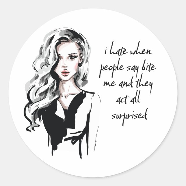 Sticker Rond Surprised Bite me (Devant)