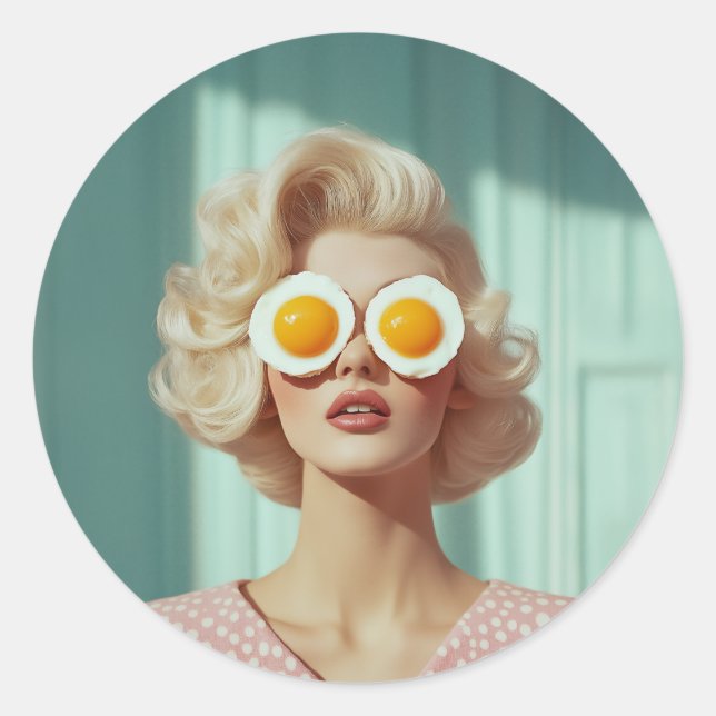 Sticker Rond Surreal Breakfast Portrait mode (Devant)