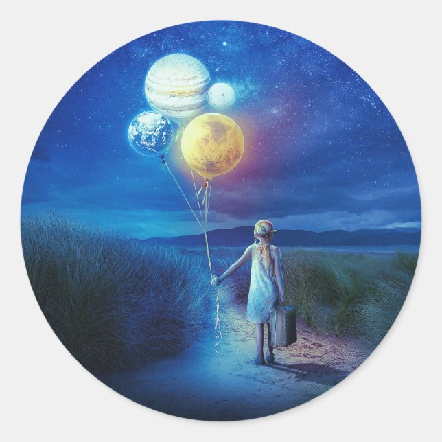 Sticker Rond Surreal se déplace vers son avenir (Devant)