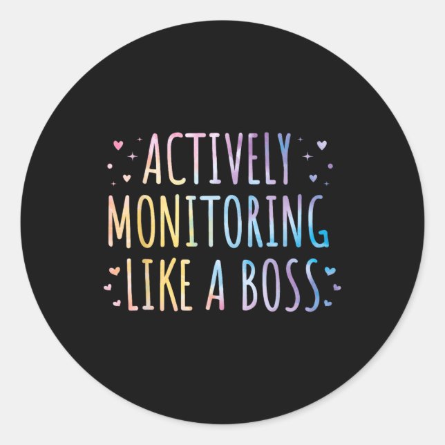 Sticker Rond Surveillance Active Comme Un Enseignement De Test  (Devant)