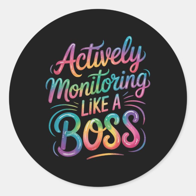 Sticker Rond Surveillance Active Comme Un Patron (Devant)