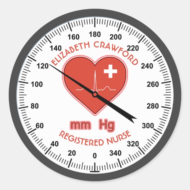 Sticker Rond Surveillance de la pression artérielle Infirmière  (Devant)