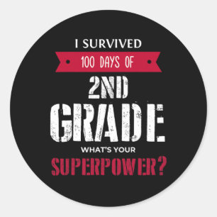 Sticker Rond Survie 100 Jours De Superpuissance De 2E Année