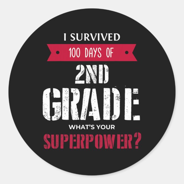 Sticker Rond Survie 100 Jours De Superpuissance De 2E Année (Devant)