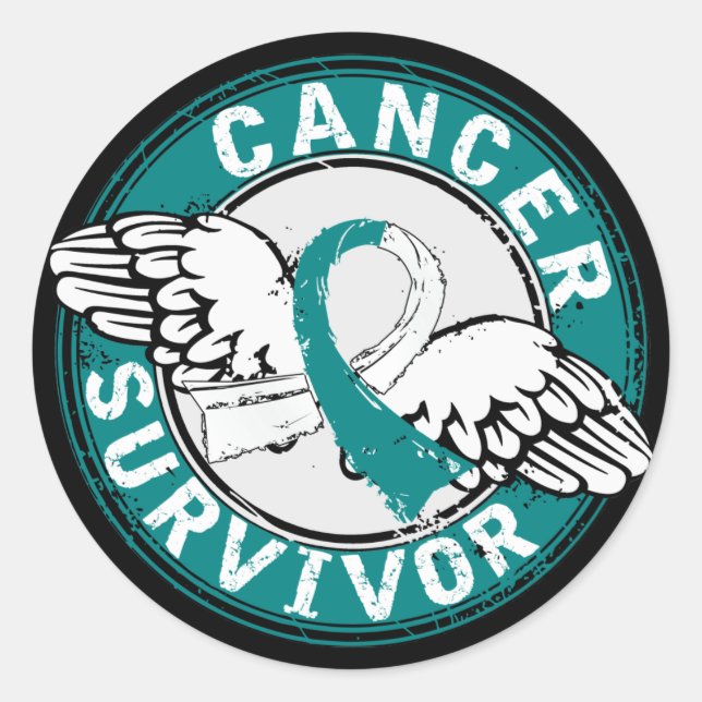 Sticker Rond Survivant 14 Cancer du col utérin (Devant)