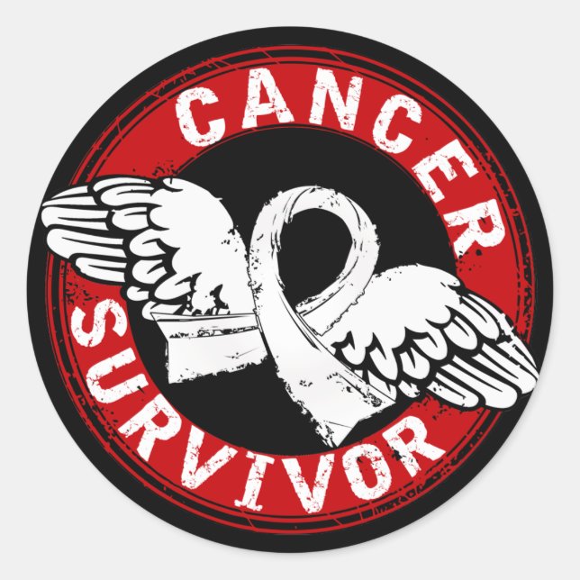 Sticker Rond Survivant 14 Cancer du poumon (Devant)